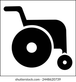 wheelchair illustration vector design in black and white with silhouette style. suitable for logos, icons, posters, advertisements, banners, companies, t-shirt designs, stickers, websites.