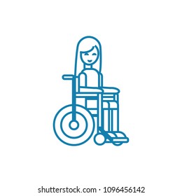 Wheelchair invalid linear icon concept. Wheelchair invalid line vector sign, symbol, illustration.