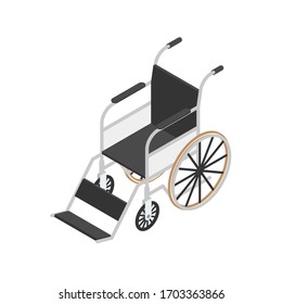 Wheelchair isolated icon on a white background. Can be used for infographics, internet sites, web banners. Vector isometric illustration.