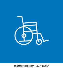 Icono de línea de silla de ruedas.