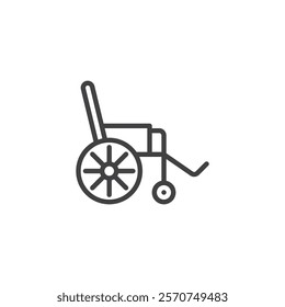 Wheelchair line icon. linear style sign for mobile concept and web design. A manual wheelchair outline vector icon. Mobility aid symbol, logo illustration. Vector graphics