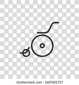 Wheelchair. Linear, thin outline. Black symbol on transparency grid