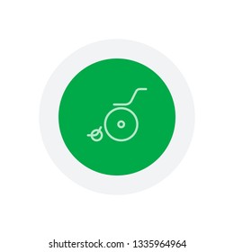Wheelchair. Linear, thin outline. Icon in colored circle with gray bold border. Web button, modern flat design
