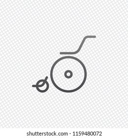 Wheelchair. Linear, thin outline. On grid background