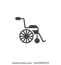 Icono sólido de la movilidad de la silla de ruedas. icono médico del glifo que representa la Asistencia accesible. Icono de símbolo de Vector sólido utilizado como un signo de discapacidad, transporte o cuidado visual.