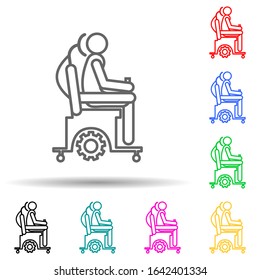 wheelchair multi color style icon. Simple thin line, outline vector of hospital icons for ui and ux, website or mobile application