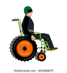 Wheelchair for off-road. Concept of an off-road vehicle for disabled people.