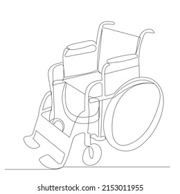 wheelchair one continuous line drawing, isolated