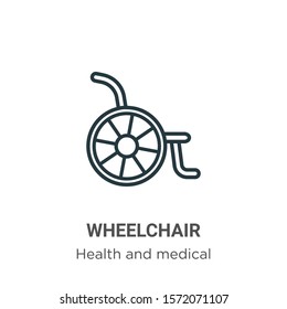 Wheelchair outline vector icon. Thin line black wheelchair icon, flat vector simple element illustration from editable health and medical concept isolated on white background