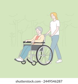 Wheelchair patients and guardians, mothers and daughters, elders and guardians