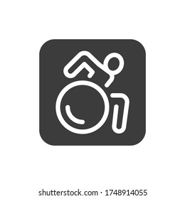 Wheelchair person black glyph icon. Public navigation. Pictogram for web page, mobile app, promo. UI UX GUI design element. Editable stroke.
