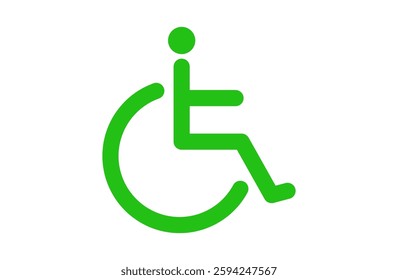 Wheelchair person icon, pictogram. Green color.