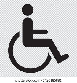 WHEELCHAIR PICTOGRAM, DISABILITY BLACK ICON, REDUCED MOBILITY