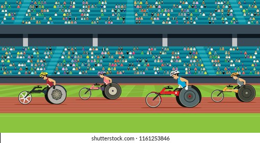 Wheelchair Race With People 