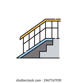 Wheelchair ramp color line icon. Disability. Isolated vector element. Outline pictogram for web page, mobile app, promo