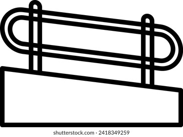 Icono de discapacidad de rampa de silla de ruedas con estilo de contorno negro. silla de ruedas, acceso, discapacidad, silla, rampa, persona discapacitada. Ilustración vectorial