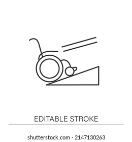  Wheelchair ramp line icon. Platform for disability people. Accessible city concept. Isolated vector illustration. Editable stroke