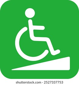 The wheelchair ramp sign isolated on white background