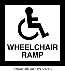 Wheelchair ramp symbol black sign board