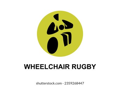 wheelchair rugby sport vector line icon. an athlete playing wheelchair rugby. vector illustration