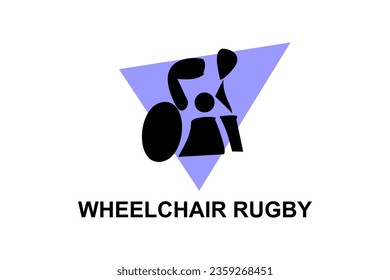 wheelchair rugby sport vector line icon. an athlete playing wheelchair rugby. vector illustration