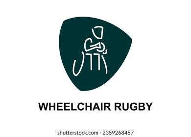 wheelchair rugby sport vector line icon. an athlete playing wheelchair rugby. vector illustration