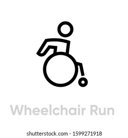 Wheelchair Run activity icon. Editable stroke