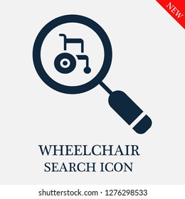 Wheelchair search icon. Editable Wheelchair search icon for web or mobile.