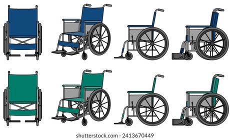 Wheelchair seen from various directions