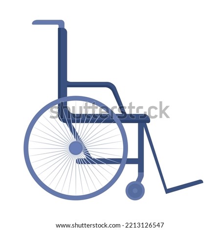 Wheelchair semi flat color vector object. Full sized item on white. Disability and rehabilitation moving device simple cartoon style illustration for web graphic design and animation