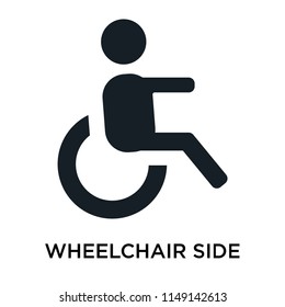 Wheelchair side view icon vector isolated on white background for your web and mobile app design, Wheelchair side view logo concept