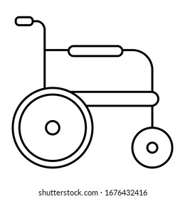 Wheelchair side view. Vector illustration in black and white. Icon for websites and mobile applications.