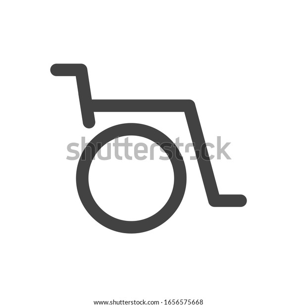 Wheelchair sign. Handicap parking. Disabled person\
or patient. Special requirements. Flat minimalist design. white\
Gray black vector. product brand service label banner board\
display. App icon.