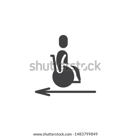 Wheelchair slope way sign vector icon. filled flat sign for mobile concept and web design. Disability wheelchair direction pointer glyph icon. Symbol, logo illustration. Vector graphics