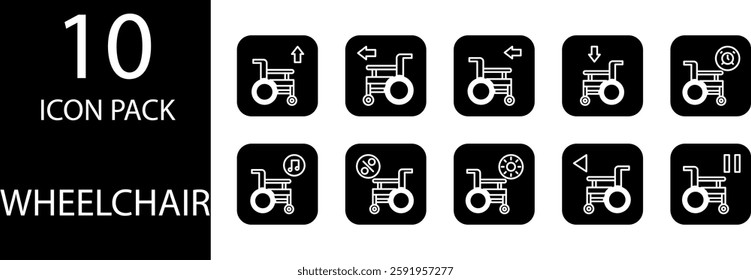 wheelchair solid Editable Icons set, 