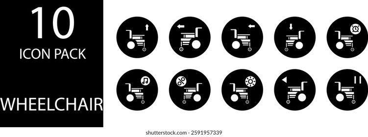 wheelchair solid Editable Icons set, 