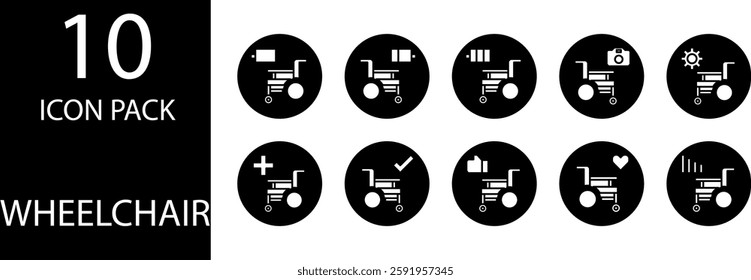wheelchair solid Editable Icons set, 