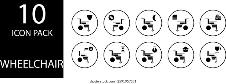 wheelchair solid Editable Icons set, 