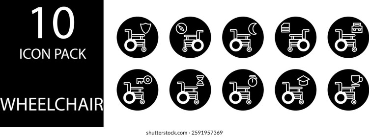 wheelchair solid Editable Icons set, 