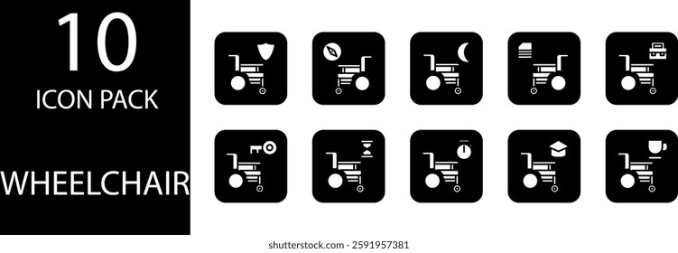 wheelchair solid Editable Icons set, 