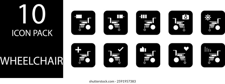 wheelchair solid Editable Icons set, 