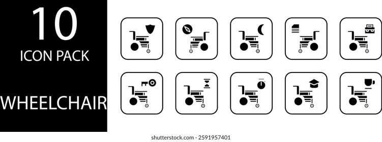 wheelchair solid Editable Icons set, 