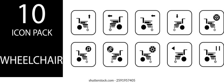 wheelchair solid Editable Icons set, 