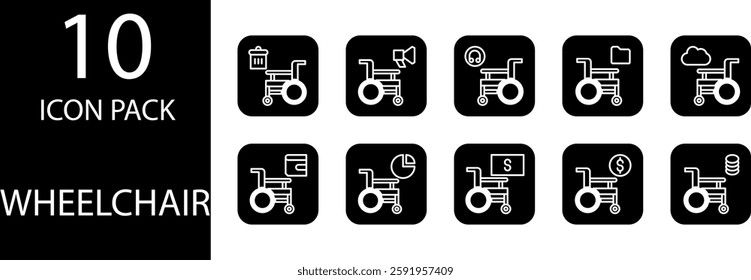 wheelchair solid Editable Icons set, 
