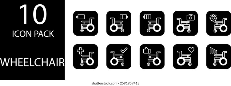 wheelchair solid Editable Icons set, 