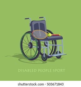Wheelchair Sport. Tennis in a wheelchair to play. Stock image competition of people with disabilities to move. The stylized image. Disabled sports. Stock vector illustration.