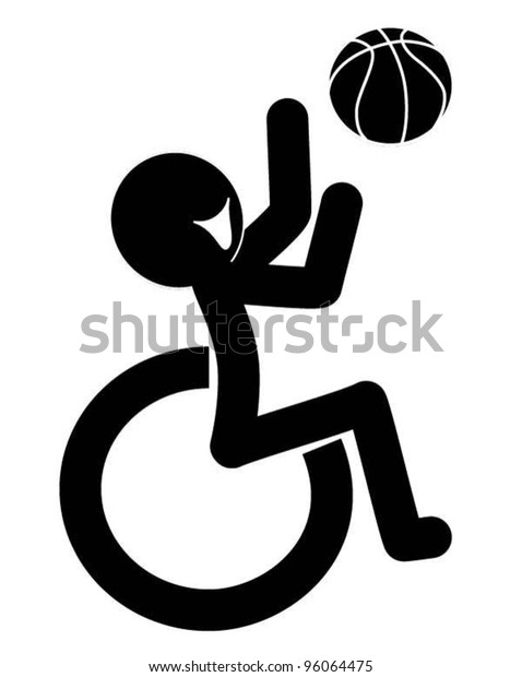 wheelchair basketball clipart bw