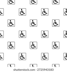 Rollstuhl-Symbol, nahtloses Muster einzeln auf weißem Hintergrund