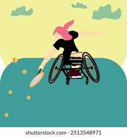 Wheelchair Tennis Player in Action with Colorful Background