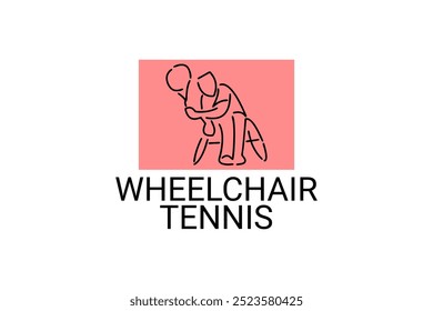 Wheelchair tennis sport vector line icon. sport pictogram, vector illustration.